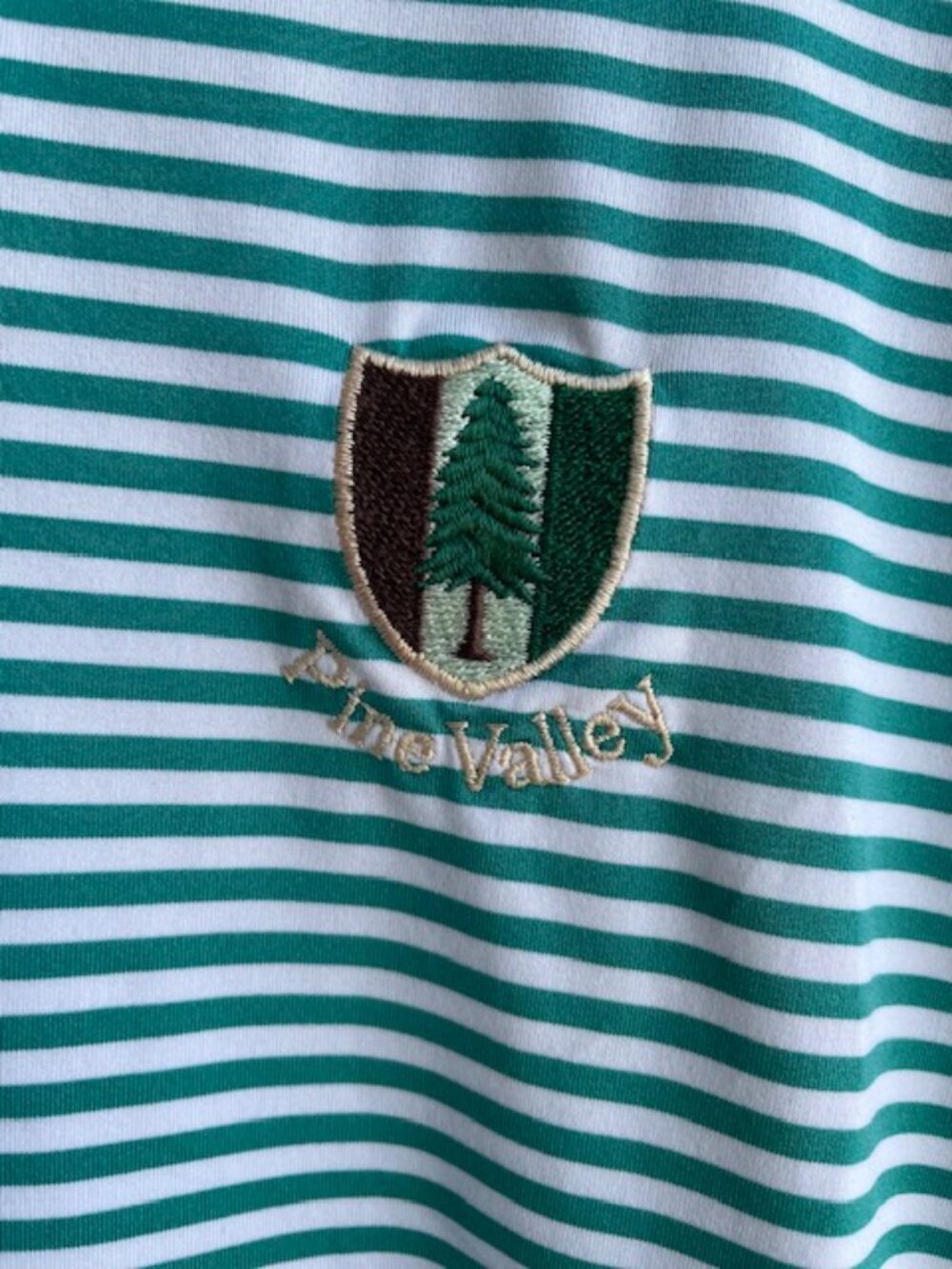 RLX Ralph Lauren Men’s Golf Polo Pine Valley Logo 2XL Green & White Stripe - Picture 4 of 10